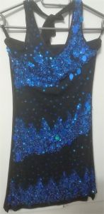 Adult Female Costumes to Hire - Black & Sequin Blue dress Halterneck - XSmall